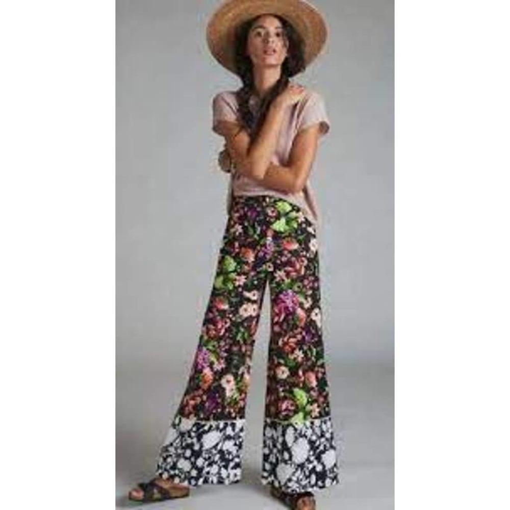 Anthropologie Maeve Pants Wide-Leg For Women Callan Floral Print Size 12